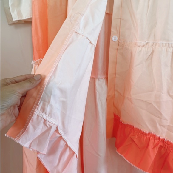 Bohemian Ruffle High Low Button Maxi Dress Cover up - Picture 5 of 7